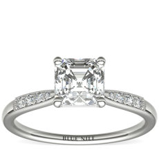 Petite Milgrain Diamond Engagement Ring in Platinum (1/10 ct. tw.)